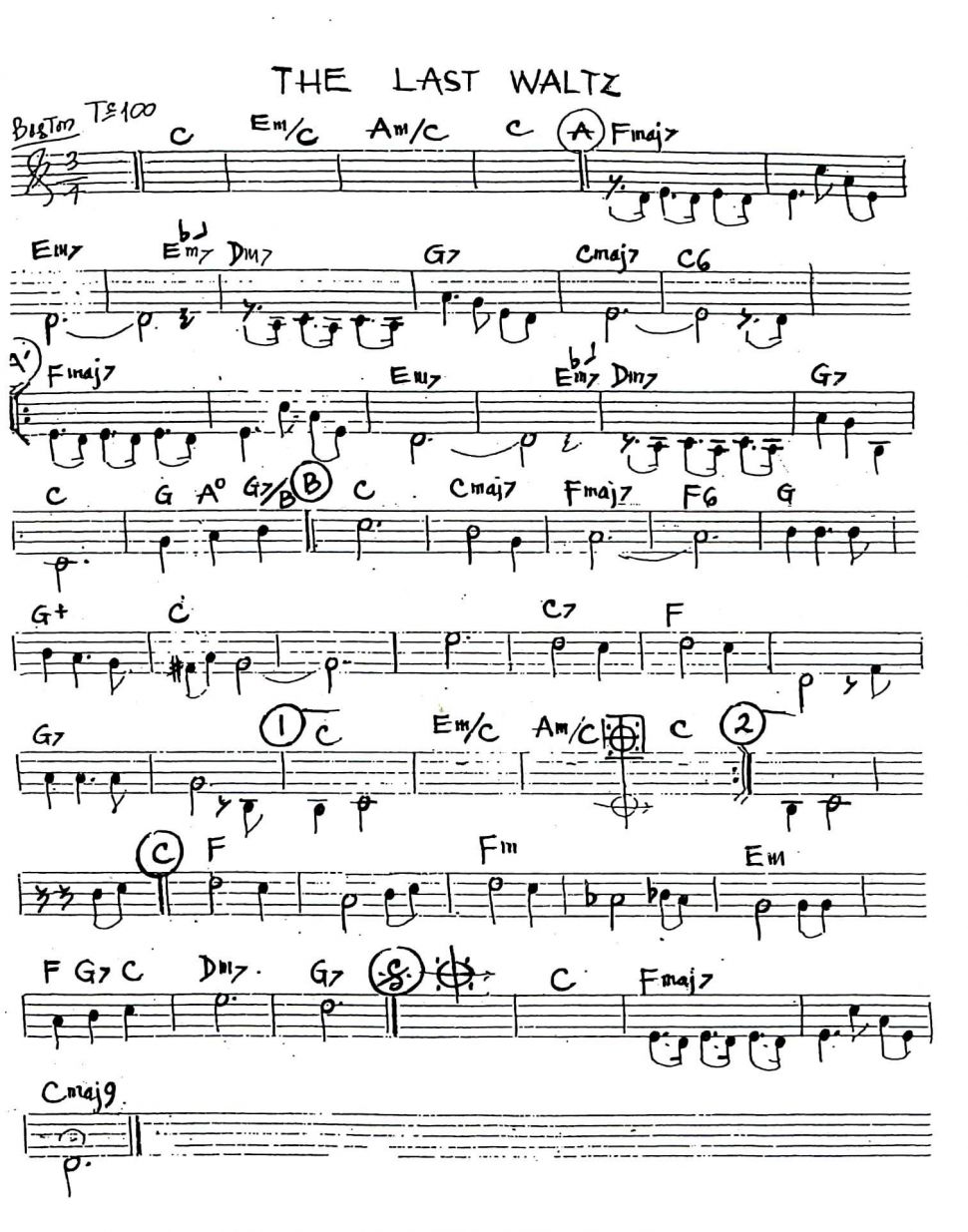 The Last Waltz sheet