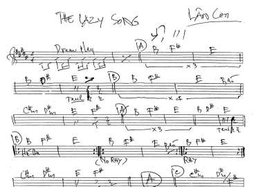 The Lazy Song sheet