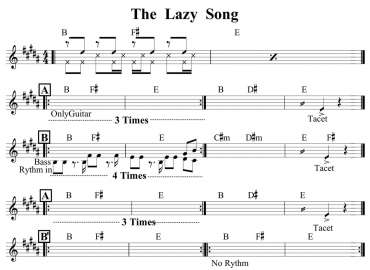 The Lazy Song sheet