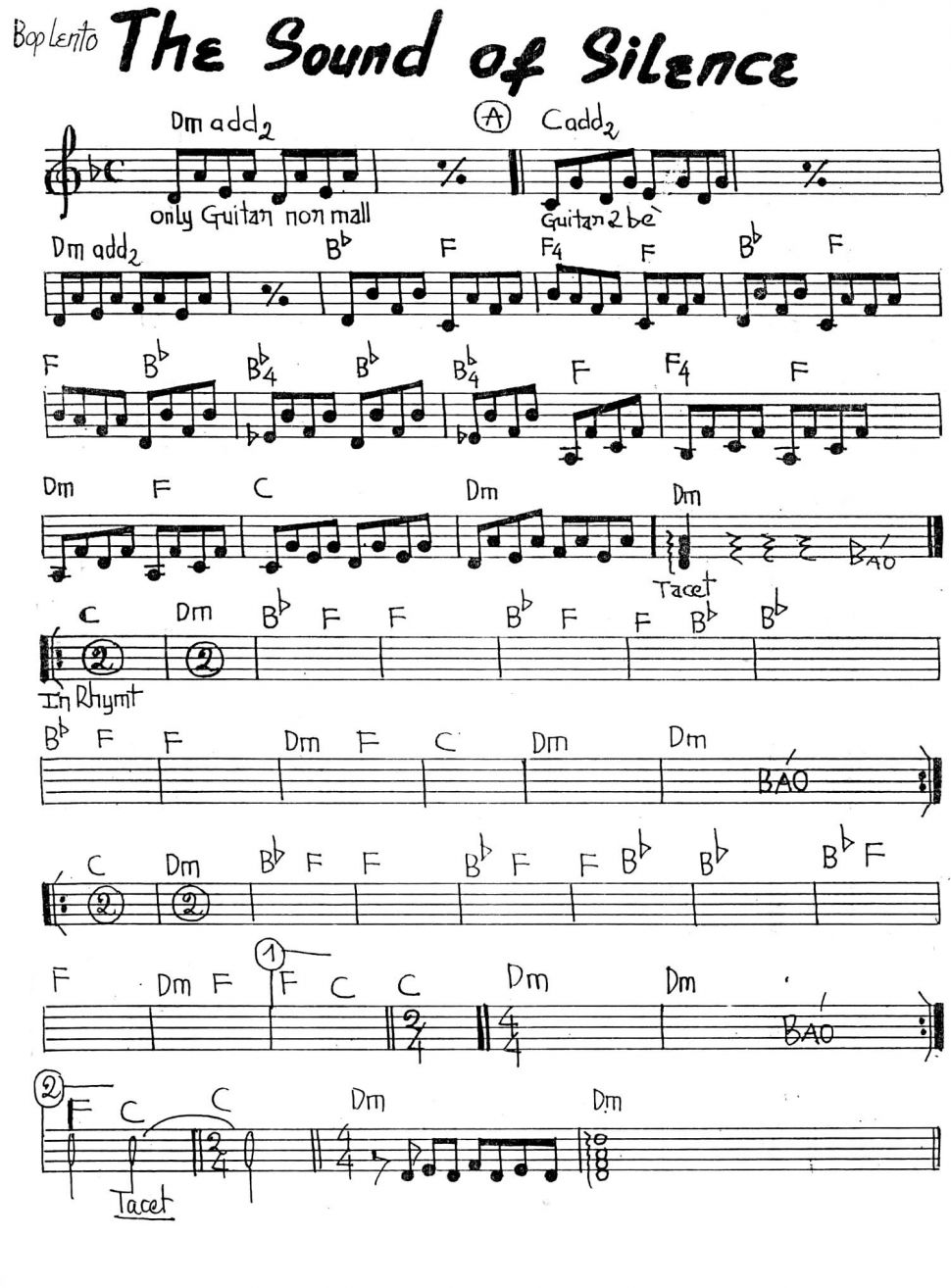 The Sound Of Silence sheet