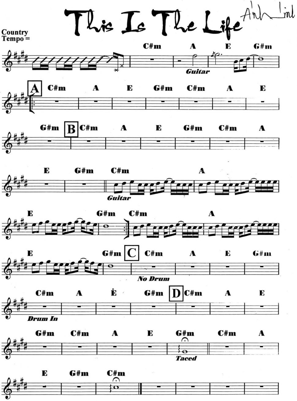 This Is The Life sheet