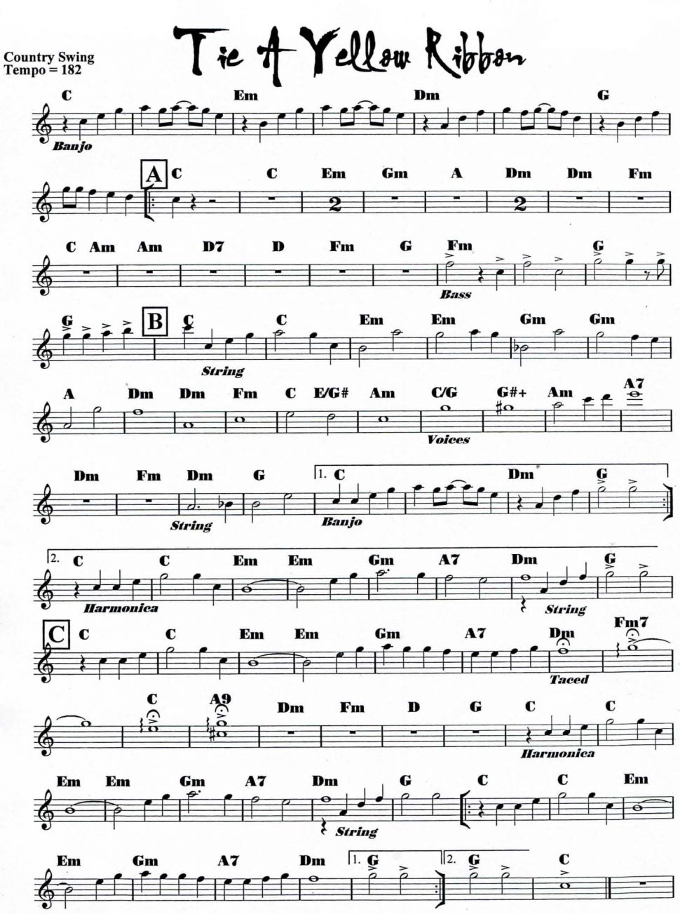 Tie A Yellow Ribbon sheet