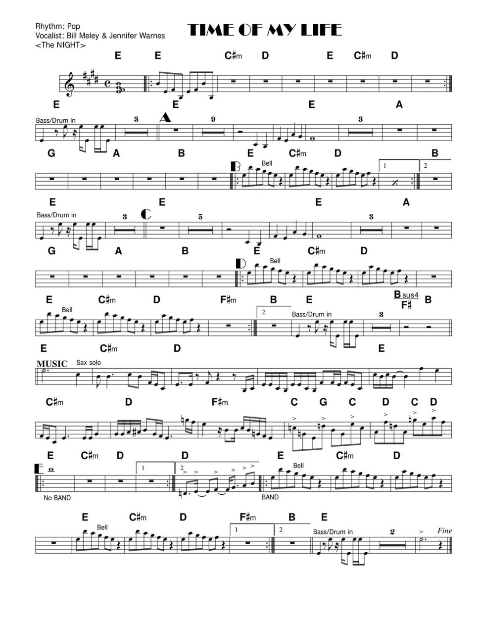 Time Of My Life sheet