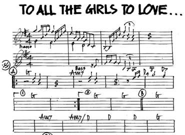 To All The Girls To Love sheet