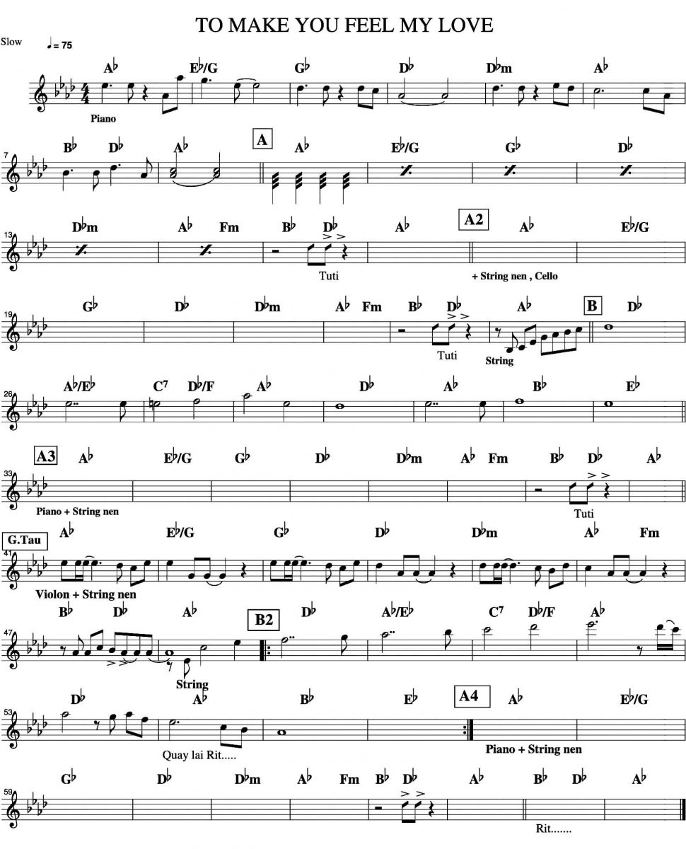 To Make You Feel My Love sheet