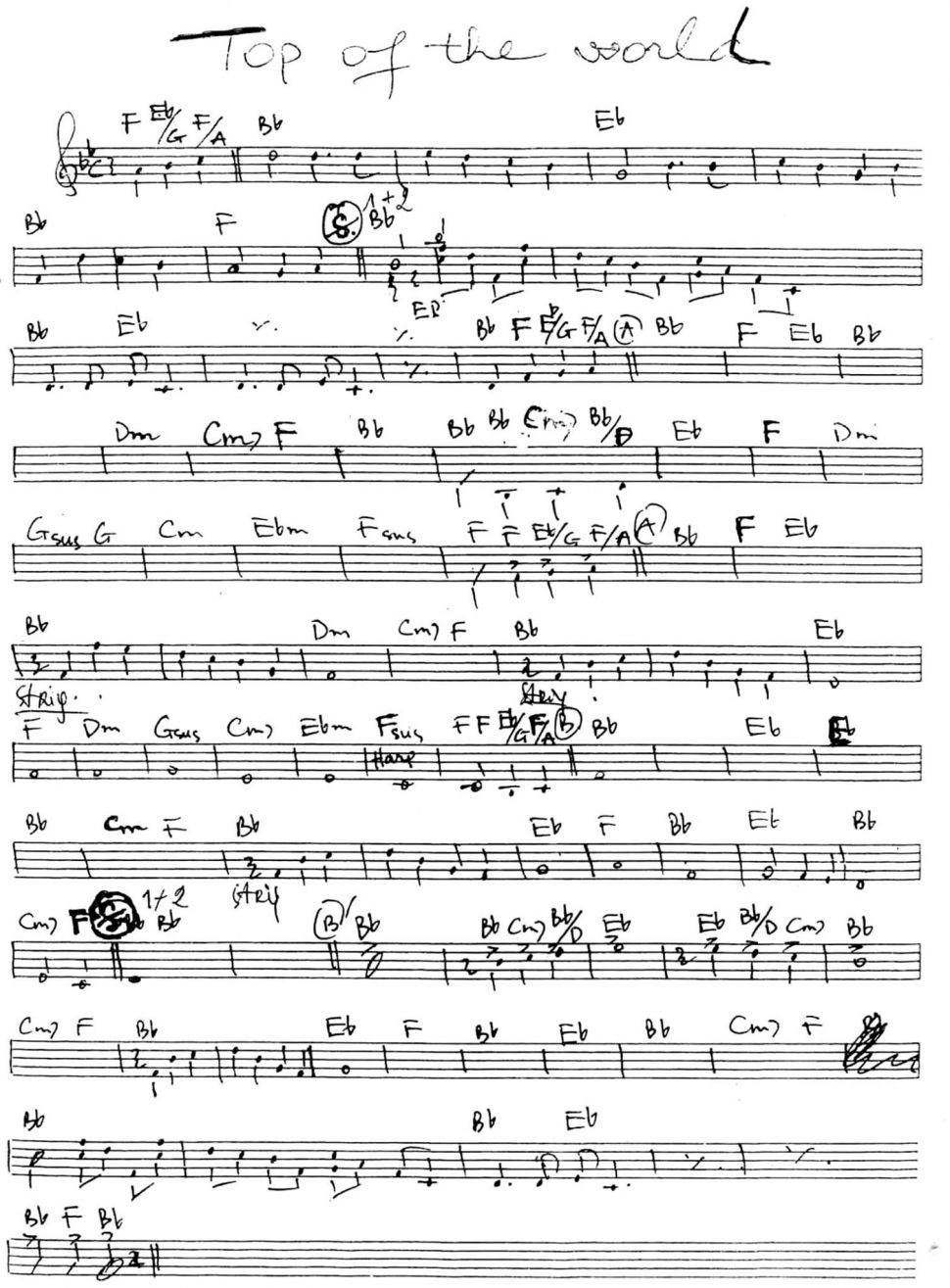 Top Of The World sheet