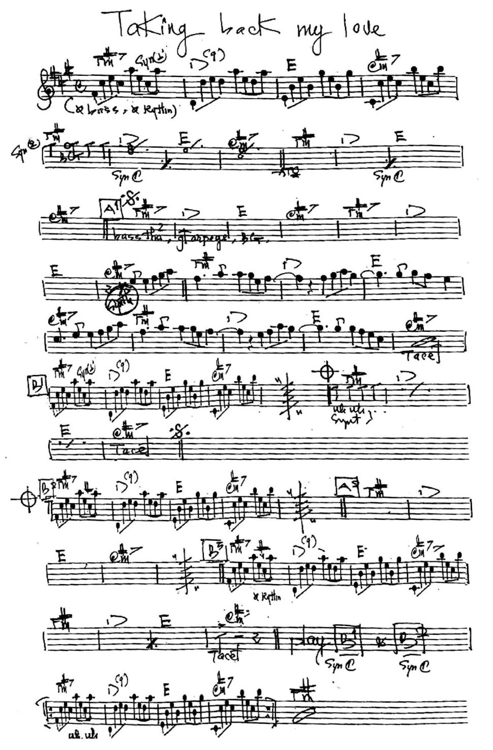 Taking Back My Love sheet