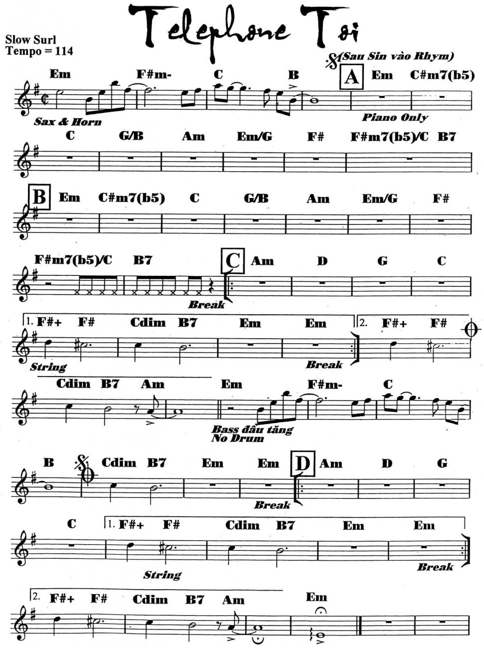 Telephone Tôi sheet
