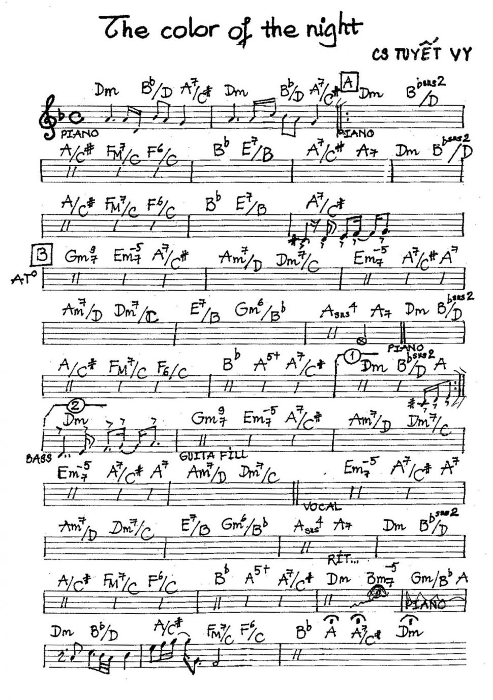 The Color Of The Night sheet