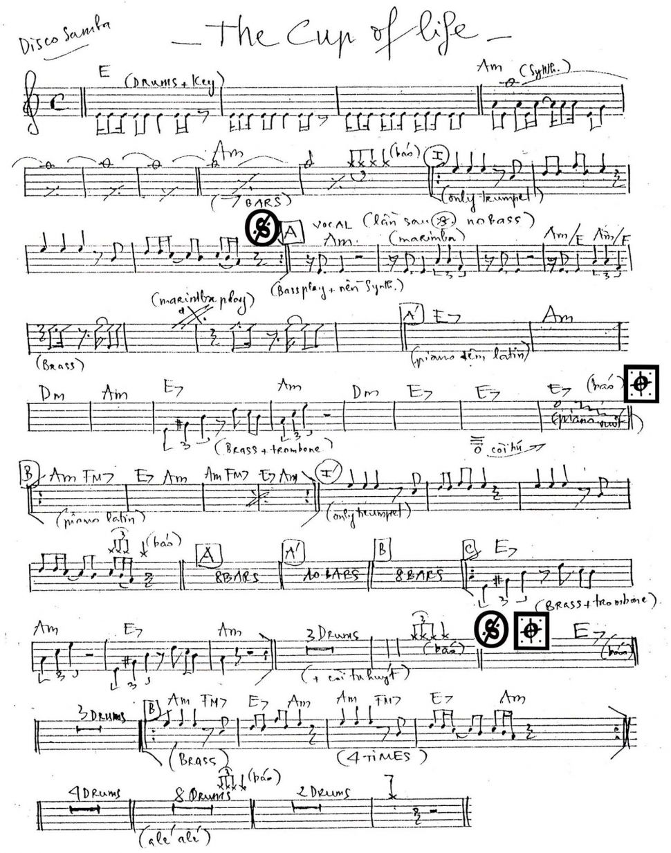 The Cup Of Life sheet