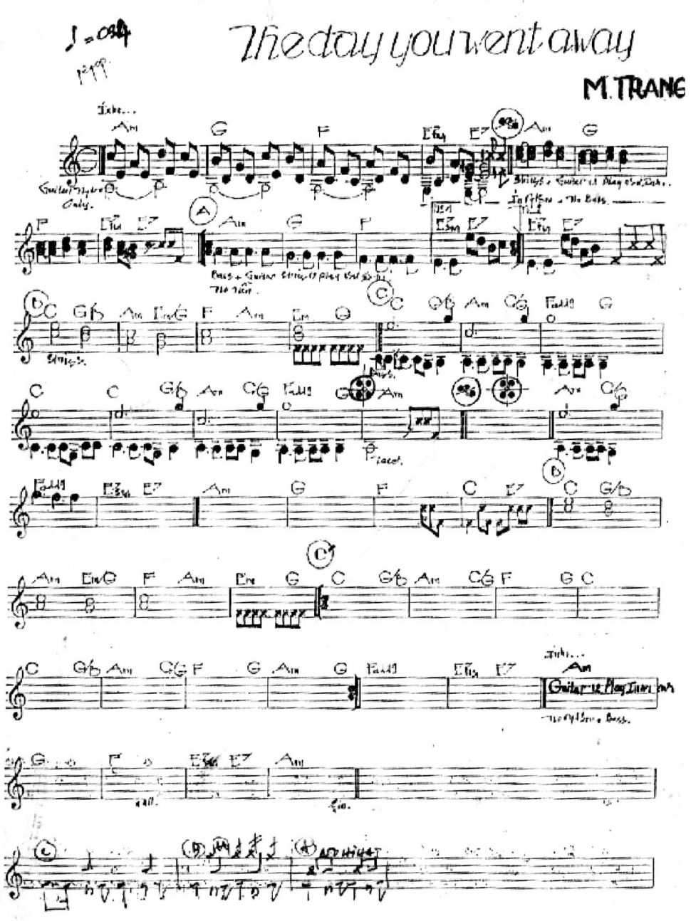 The Day You Went Away sheet