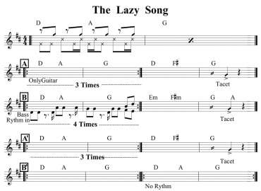 The Lazy Song sheet