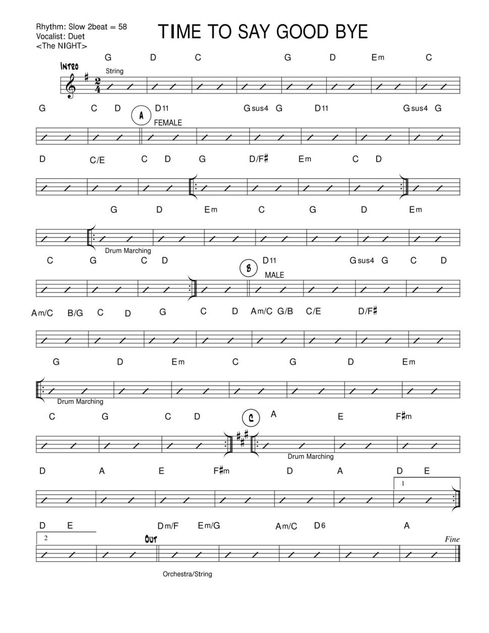 Time To Say Goodbye sheet