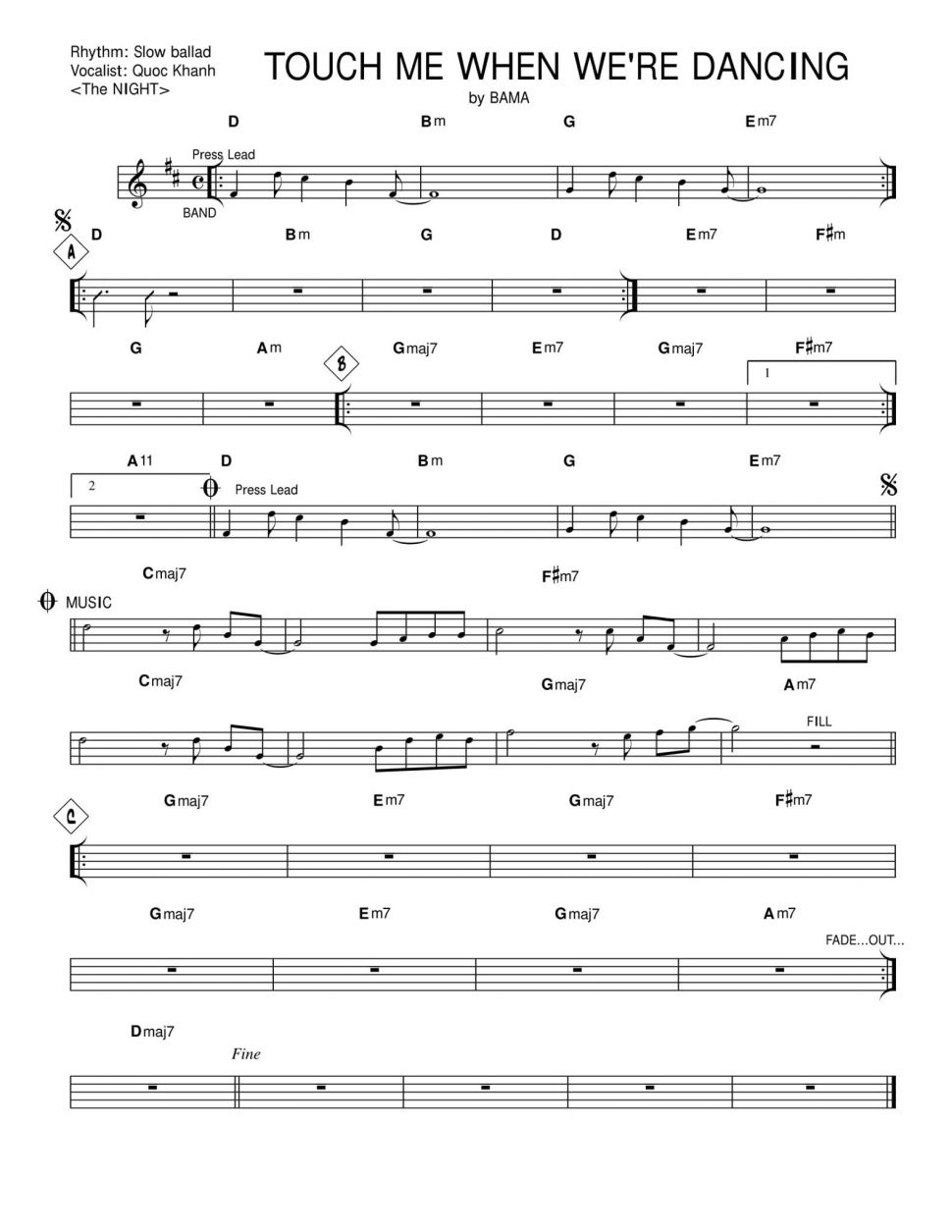 Touch Me When We're Dancing sheet