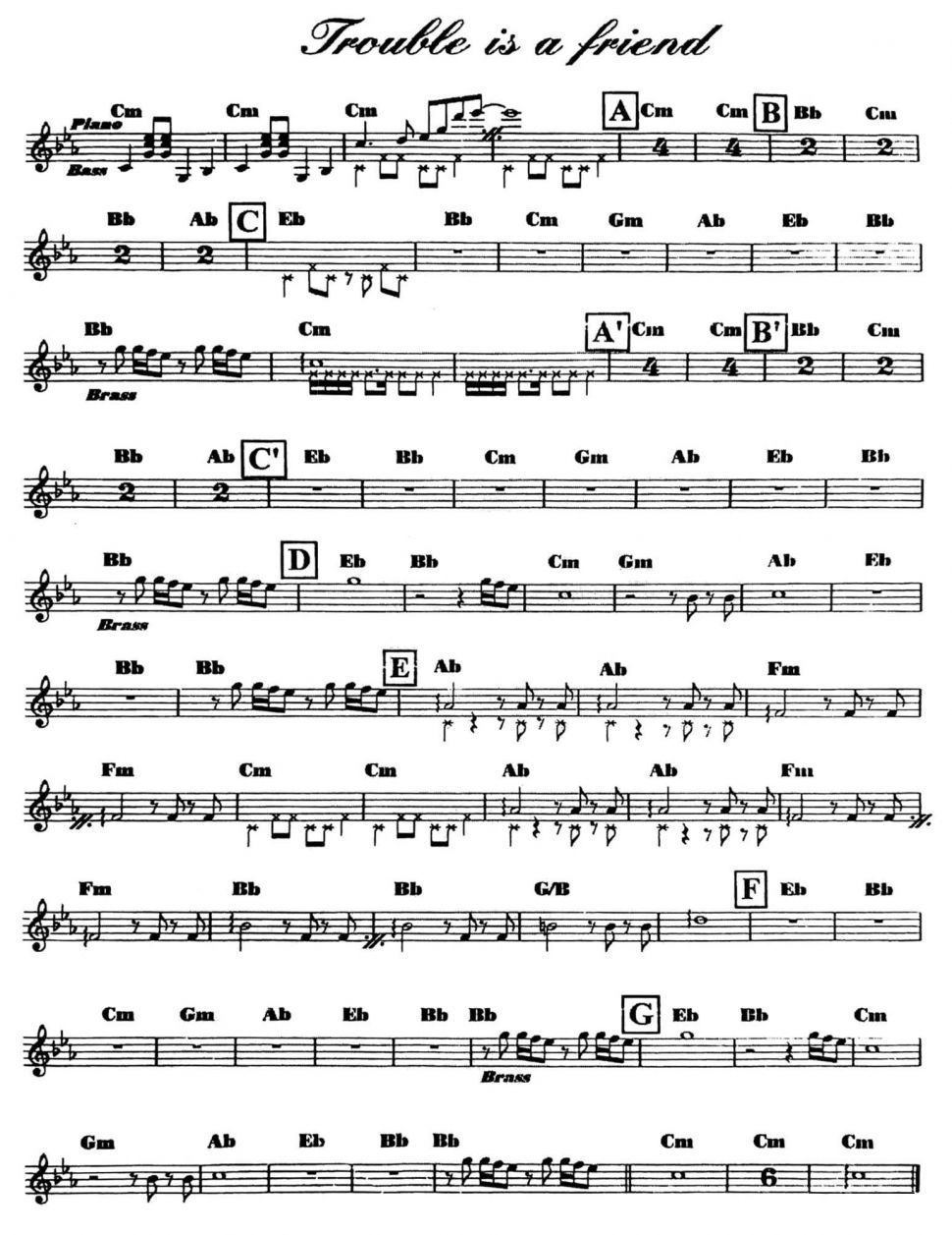 Trouble Is A Friend sheet