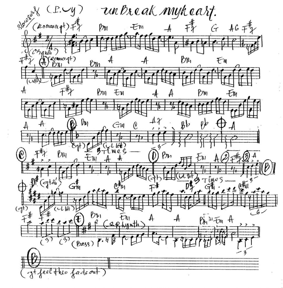 Unbreak myheart sheet