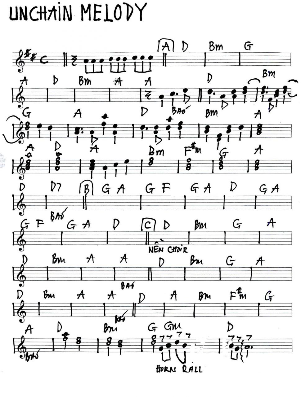 Unchain melody sheet