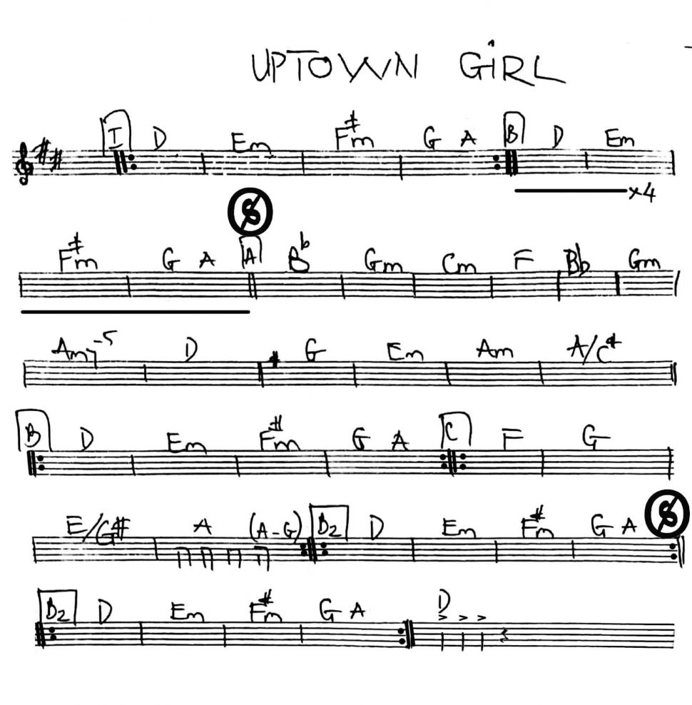 Uptown girl sheet