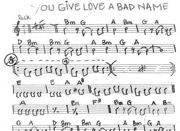 You give love a bad name sheet