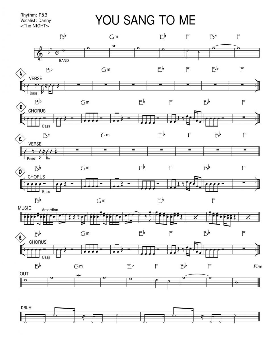 You sang to me sheet