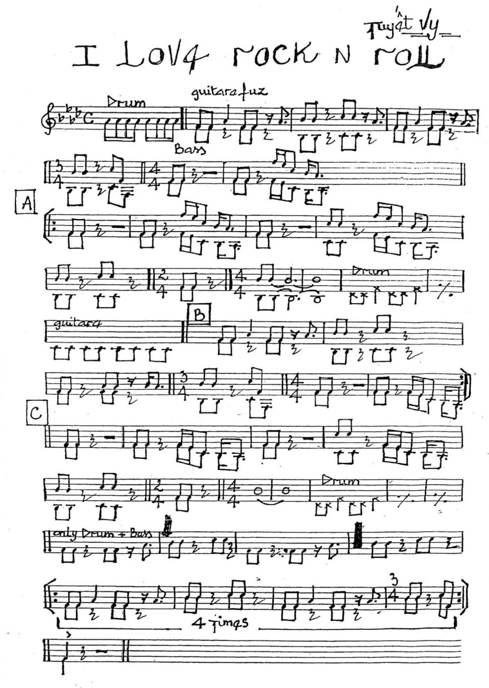I love rock n roll sheet