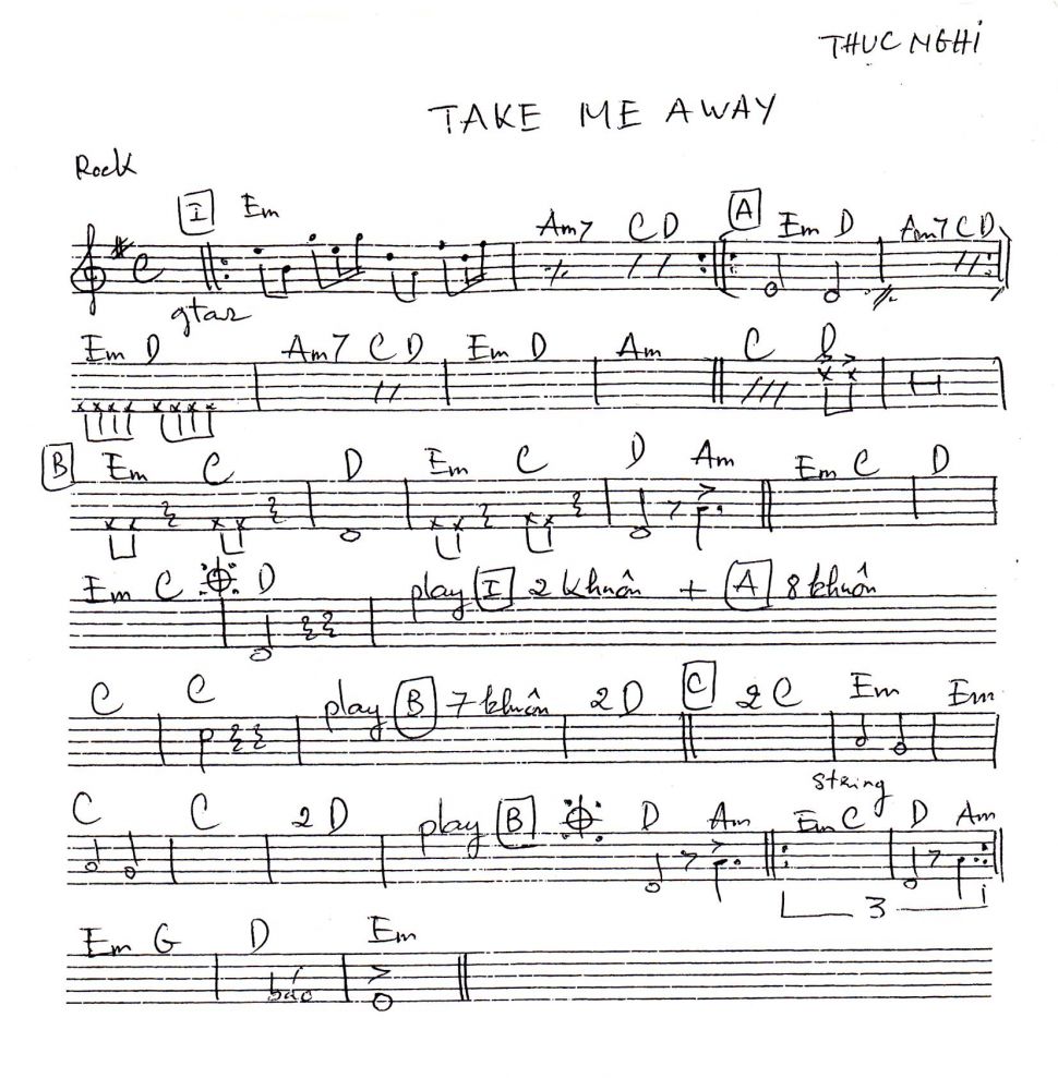 Take Me Away sheet