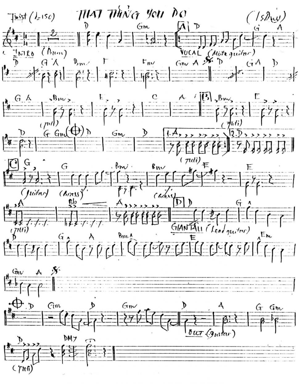 That Thing You Do sheet