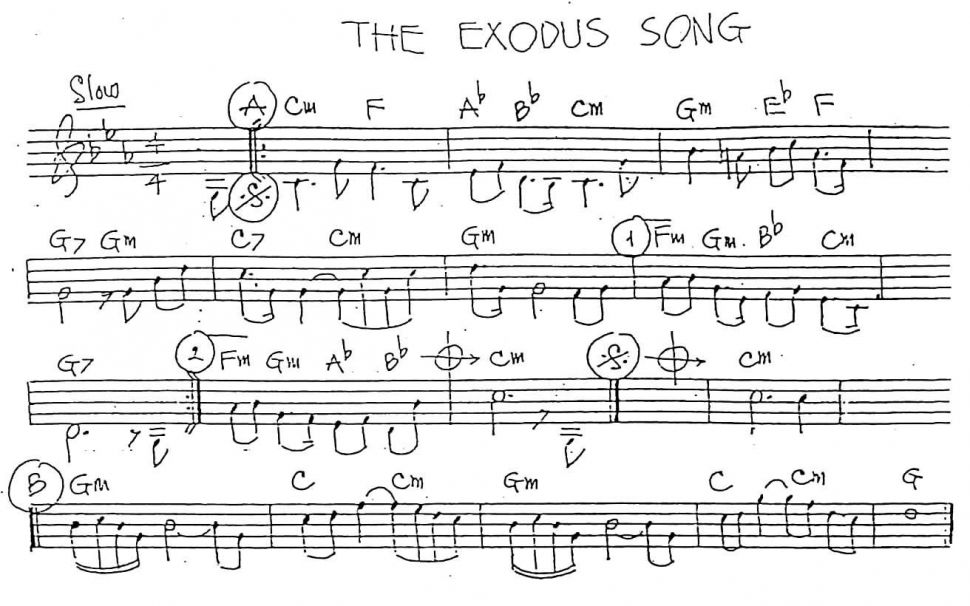The Exodus Song sheet