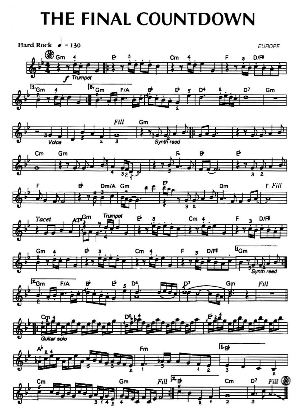The Final Countdown sheet