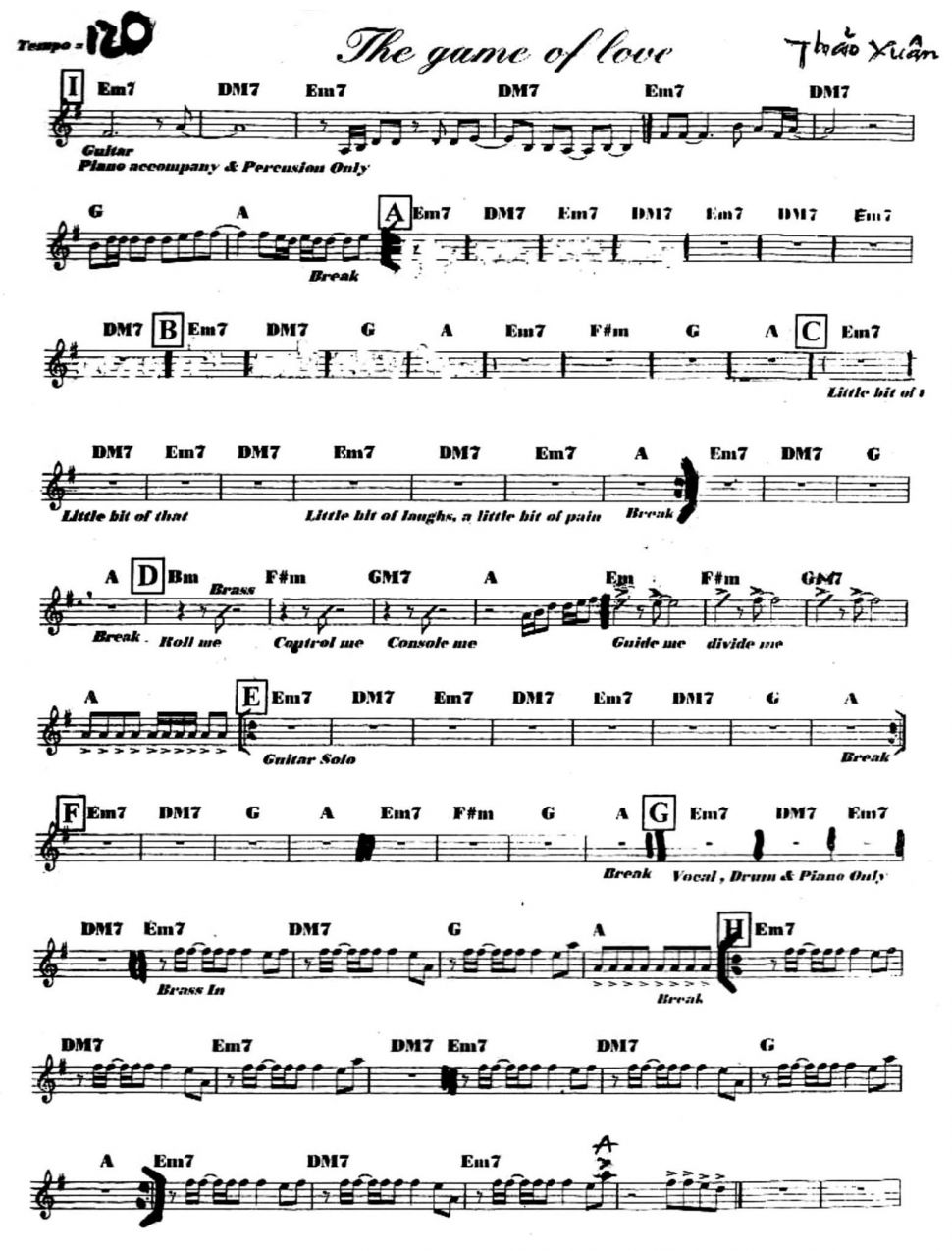 The Game Of Love sheet