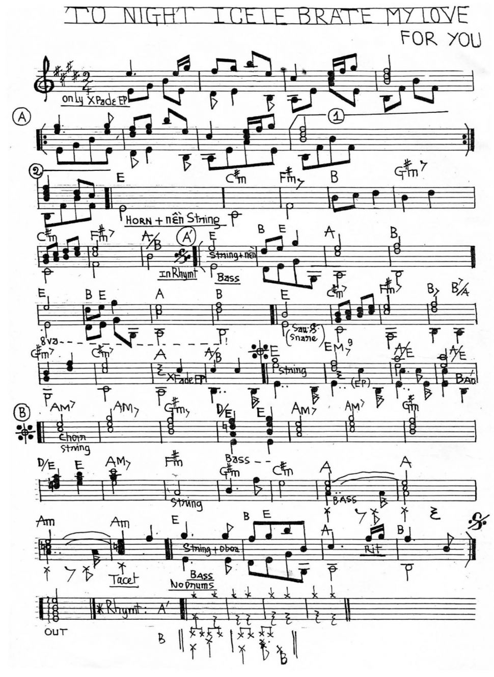 To Night I Celebrate My Love For You sheet