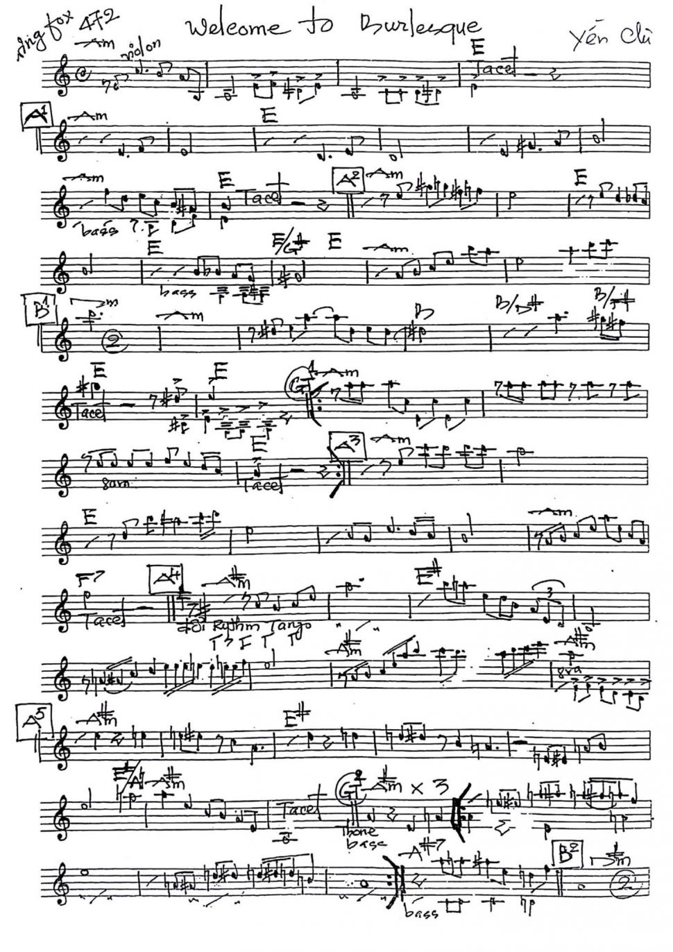 Welcome To Burlesque sheet