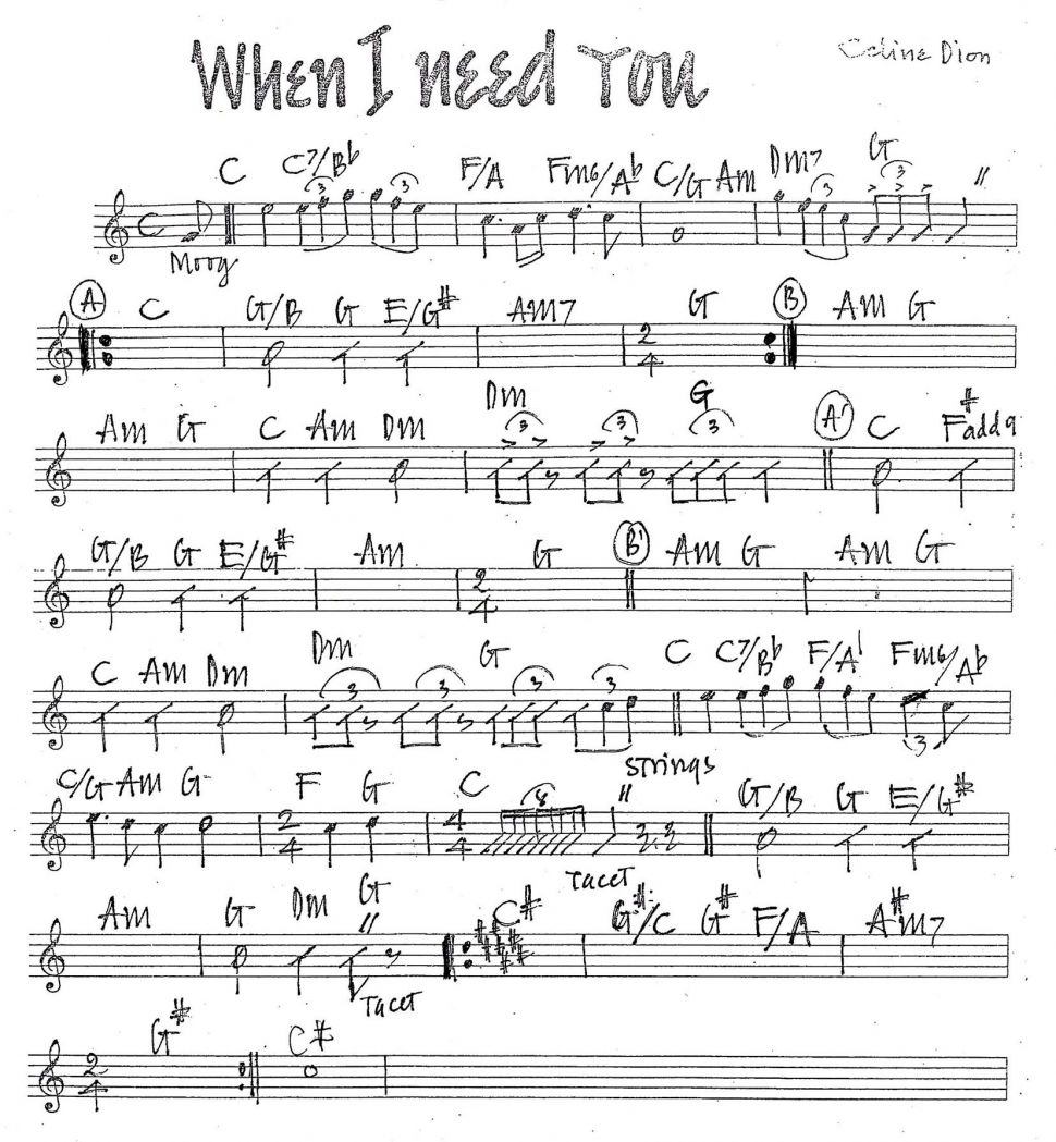 When I Need You sheet