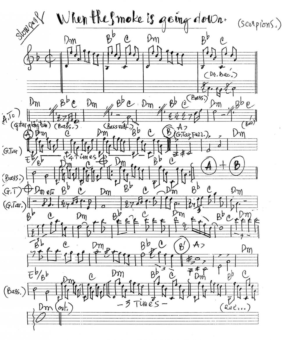 When The Smoke Is Going Down sheet