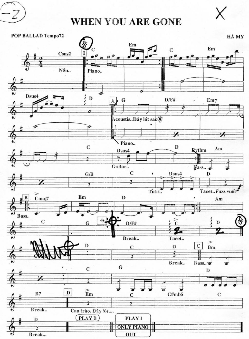 When You Are Gone sheet