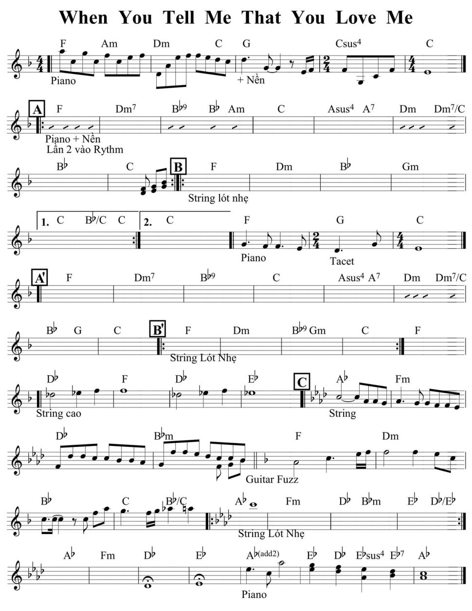 When You Tell Me That You Love Me sheet