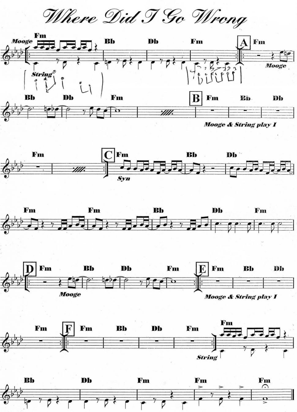 Where Did I Go Wrong sheet