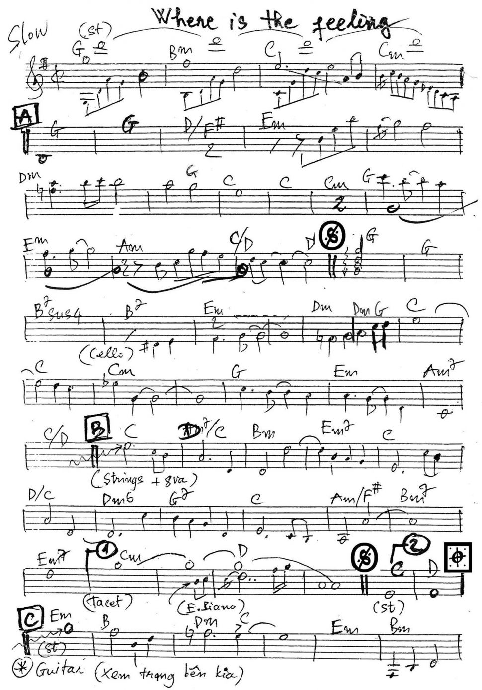 Where Is The Feeling sheet