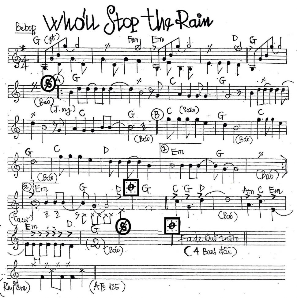 Whou Stop The Rain sheet