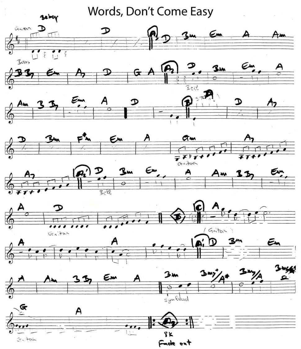 Words, Don't Come Easy sheet