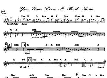 You five love a bad name sheet