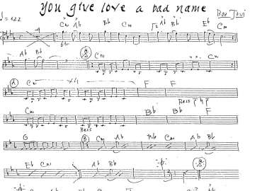 You give love a bad name sheet