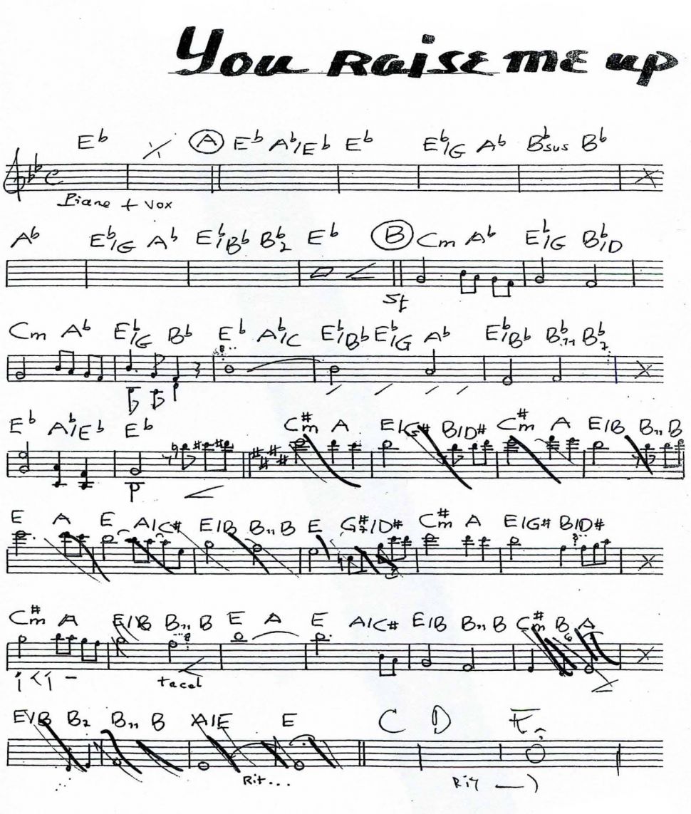 You raise me up sheet