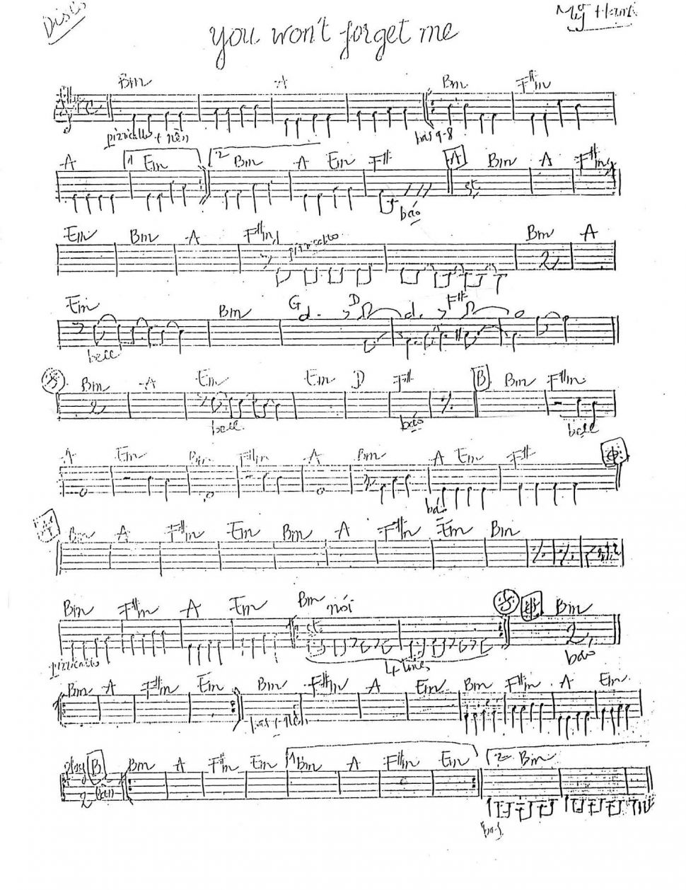 You won't forget me sheet