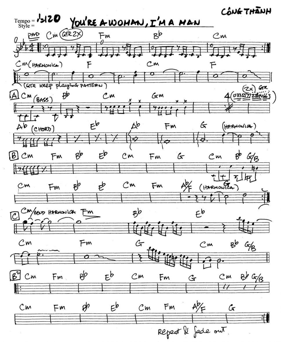 You're a woman - I'ma man sheet