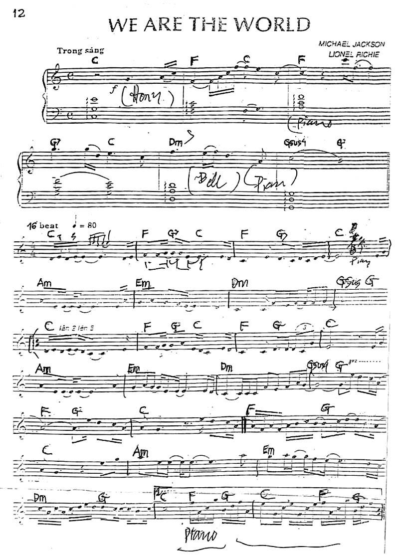 We Are The World sheet