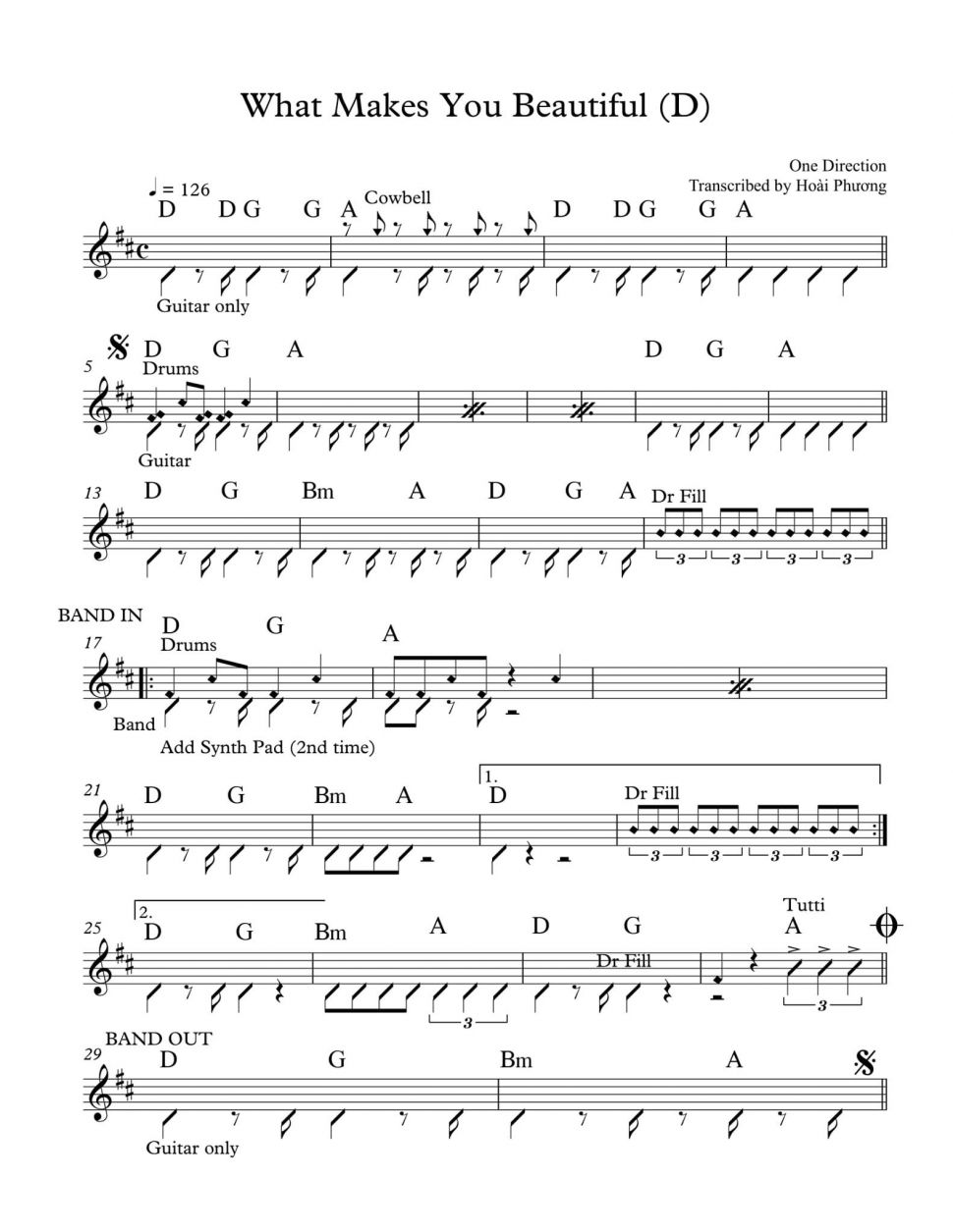 What Makes You Beautifull sheet