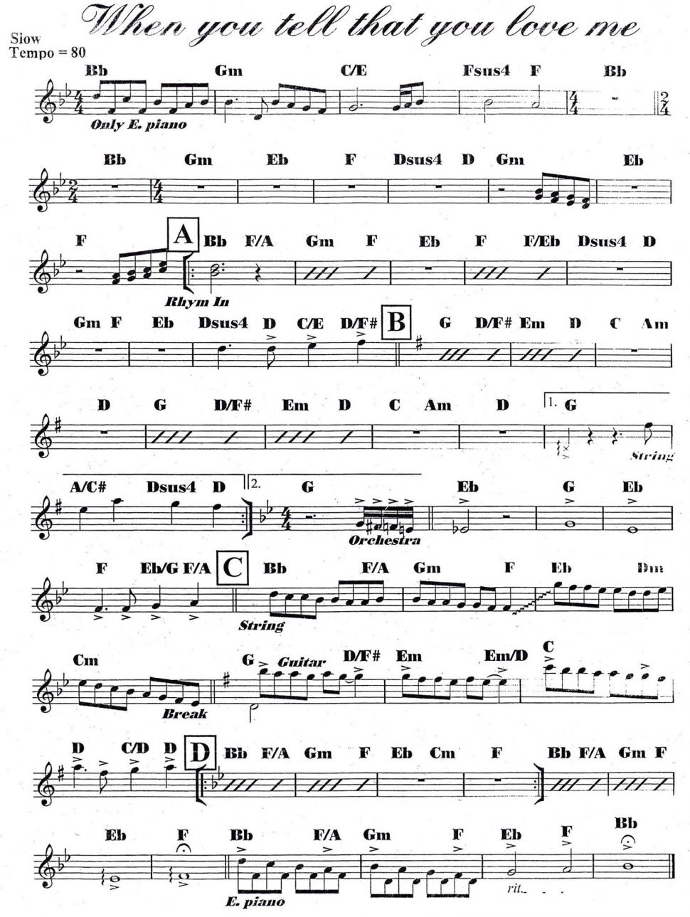 When You Tell That You Love Me sheet