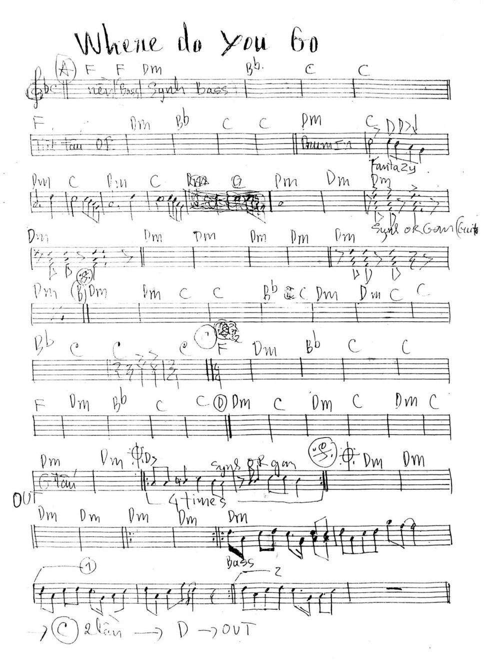 Where Do You Go sheet