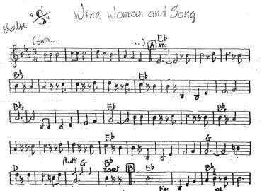 Wine Woman And Song sheet